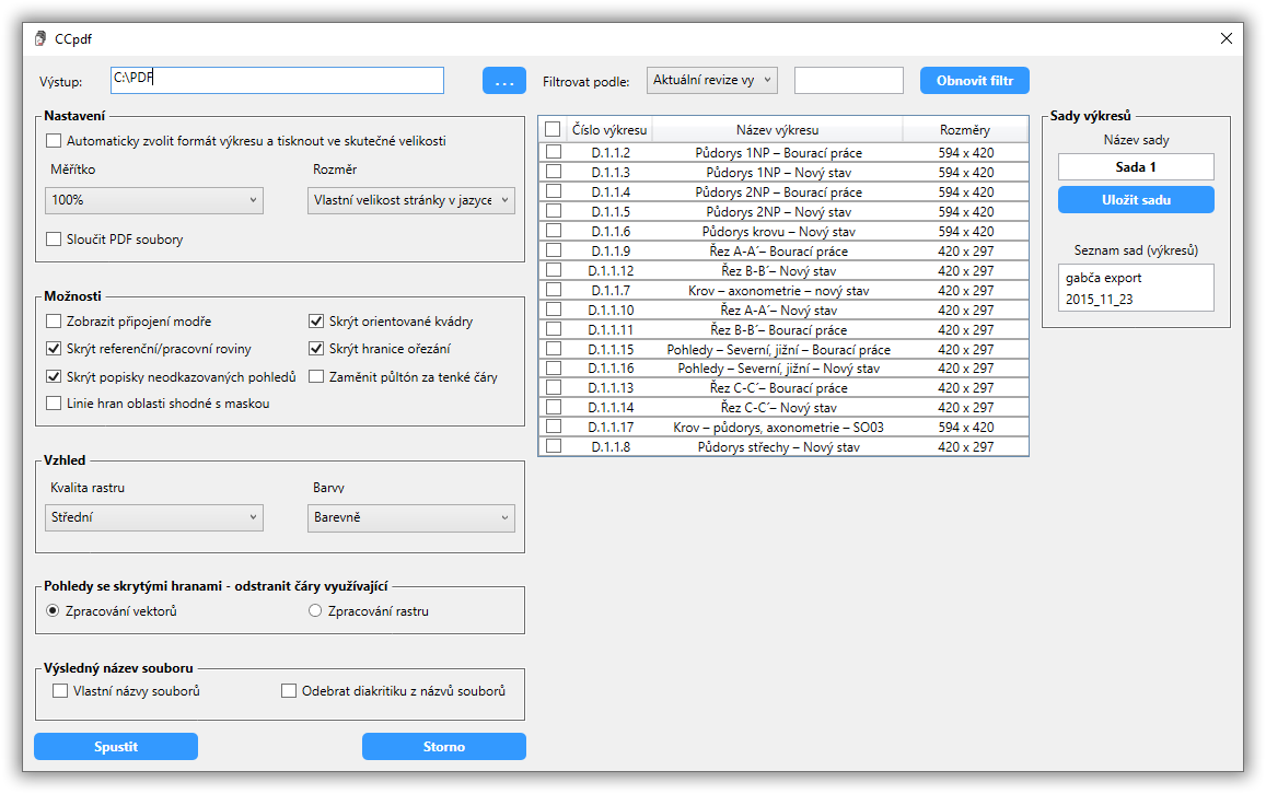 CCpdf, filtrování výkresů podle parametru před tiskem do PDF