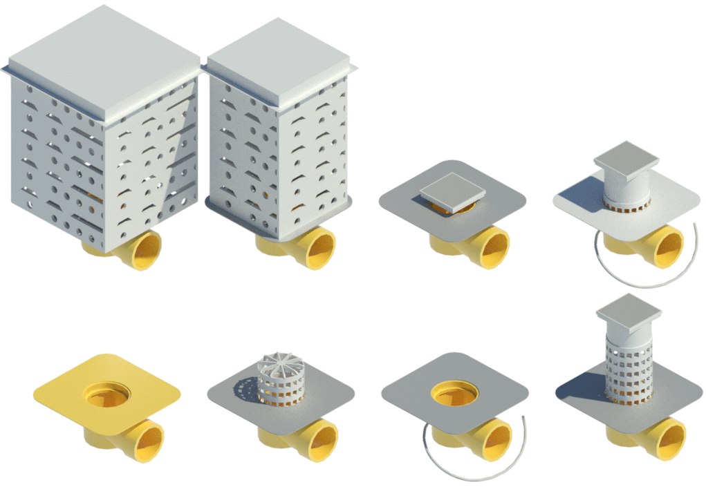 Sada BIM rodin střešních a terasových vpustí TOPWET pro Autodesk Revit